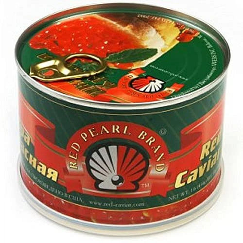 2 x Red Salmon Caviar &ndash; Alaskan Salmon Roe &ndash; Lightly Salted Caviar in Can 1 Lbs or 454 g (Coming with Caviar Spoon as Gift) Kosher certified - Product of USA
