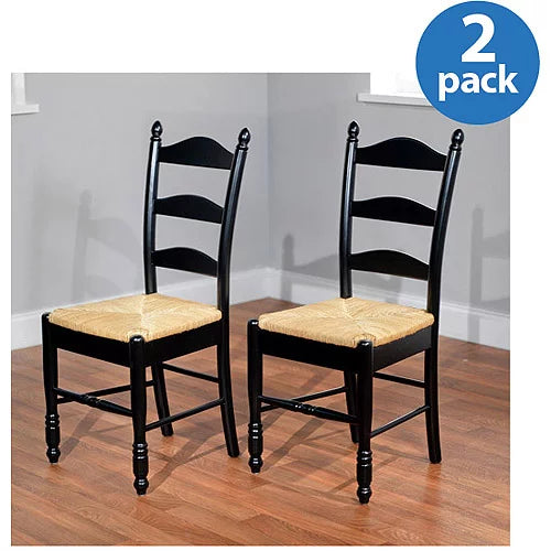 Ladder Back Rush Seat Chairs - Set of 2, Multiple Colors