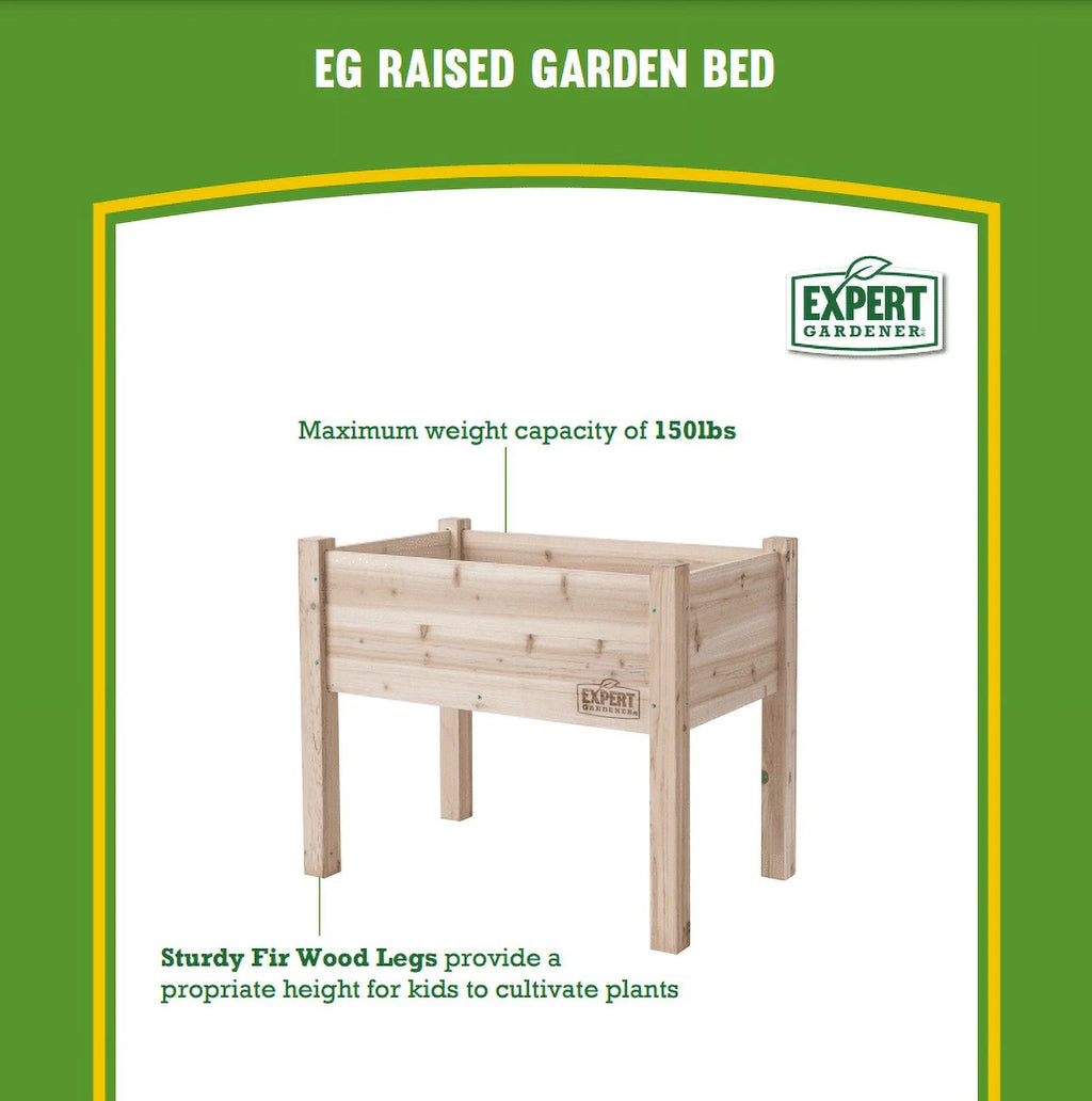 Expert Gardener 2ft high Natural Wood Small Elevated Garden Bed