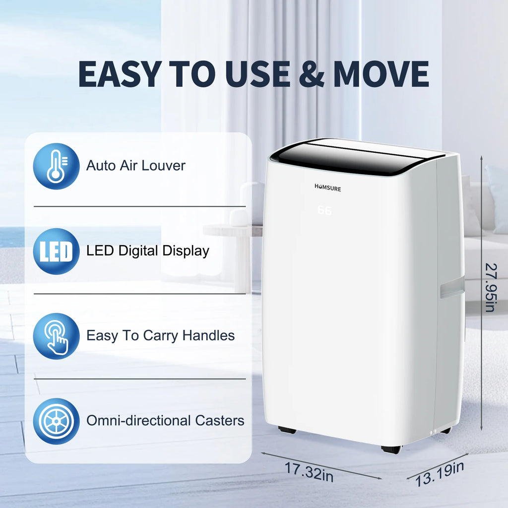 HUMSURE Portable Air Conditioner 9200 BTU (14000 BTU ASHRAE), Suitable For 700 Sq  Ft Of Rooms, Floor Standing Air Conditioning AC Unit With Remote Control And Installation Kit, 5-In-1 Function