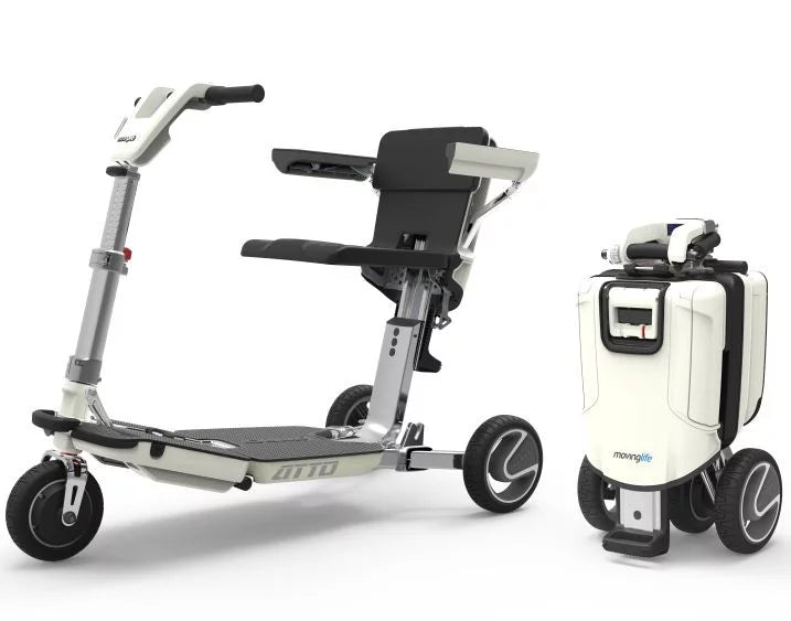 ATTO Deluxe FOLDING Lightweight Mobility Scooter New Moving Life FAA Compliant Travel Mobility Scooter, with Arm Rsts