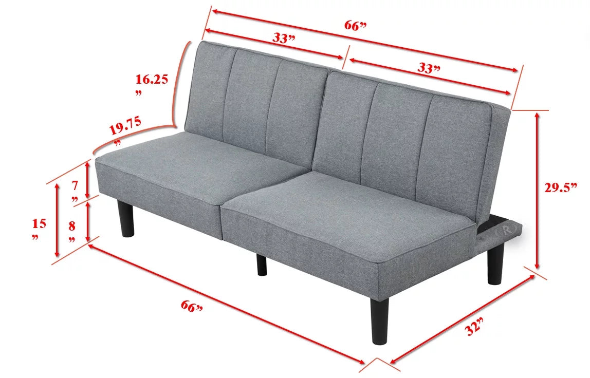 Mainstays Studio Futon, Gray Linen Upholstery