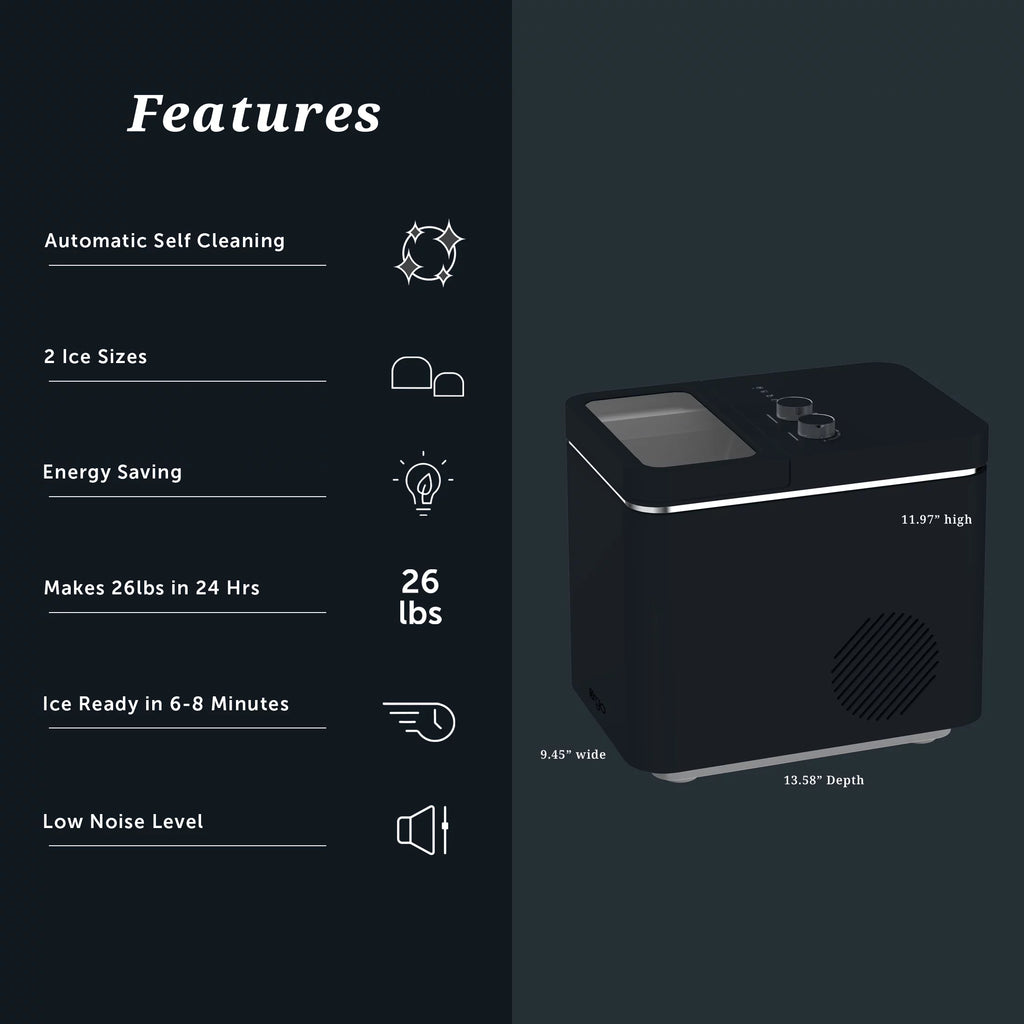 Orgo Product The Retro Countertop Ice Maker, Bullet Shaped Ice Type, Sage
