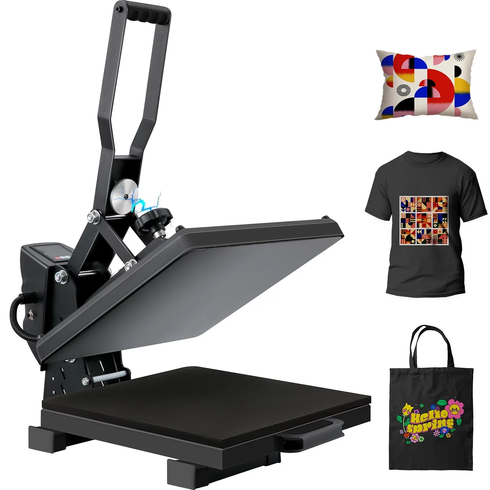 VEVOR Auto Open Heat Press Machine, 15x15inches Magnetic Semi-automatic Heat Press, Digital Clamshell Sublimation Transfer Teflon Coated, Heat Printing Press DIY T-shirts Canvas Bags Pads Photos 110V
