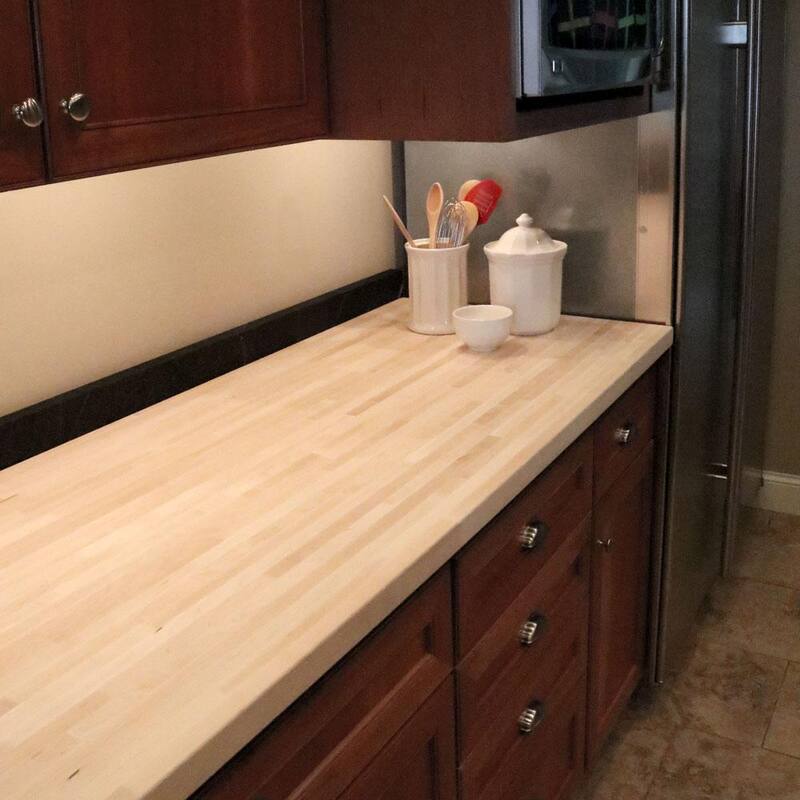 10 ft. L x 25 in. D Unfinished Maple Solid Wood Butcher Block Countertop With Eased Edge