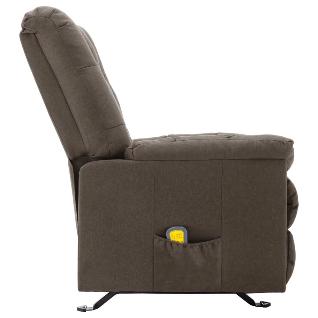 Massage Reclining Chair Brown Fabric