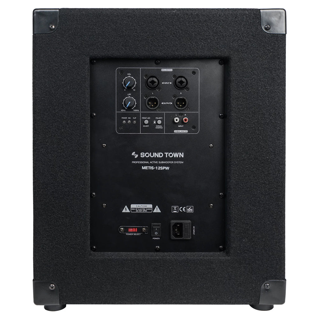 Sound Town METIS Series 1400 Watts 12 Powered PA DJ Subwoofer with 3 Voice Coil (METIS-12SPW)