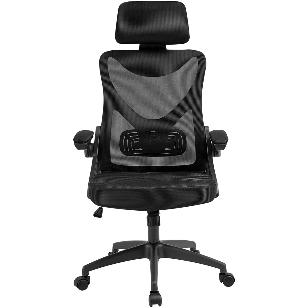 Topeakmart High Back Ergonomic Mesh Office Chair with 90° Flip-up Armrest, White/Black