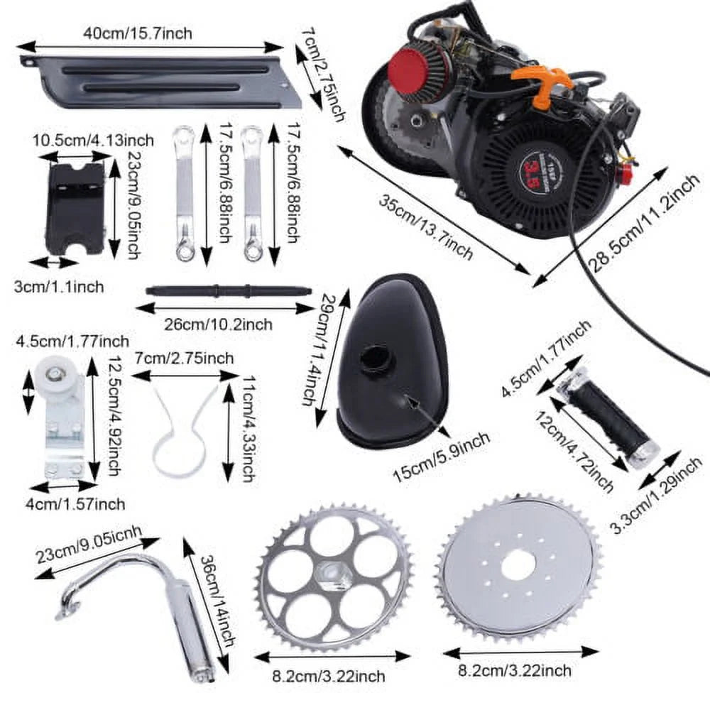 100cc 4-Stroke Gas Motorized Motorized Bicycle Kit Bike Engine Single Cylinder