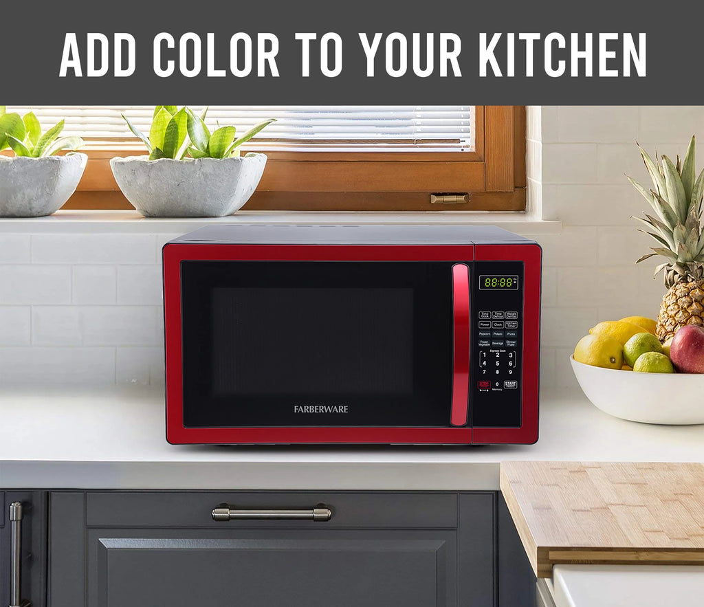 Farberware Classic 1.1 Cu. ft. 1000-Watt Microwave Oven, White and Platinum, FMO11AHTPLB