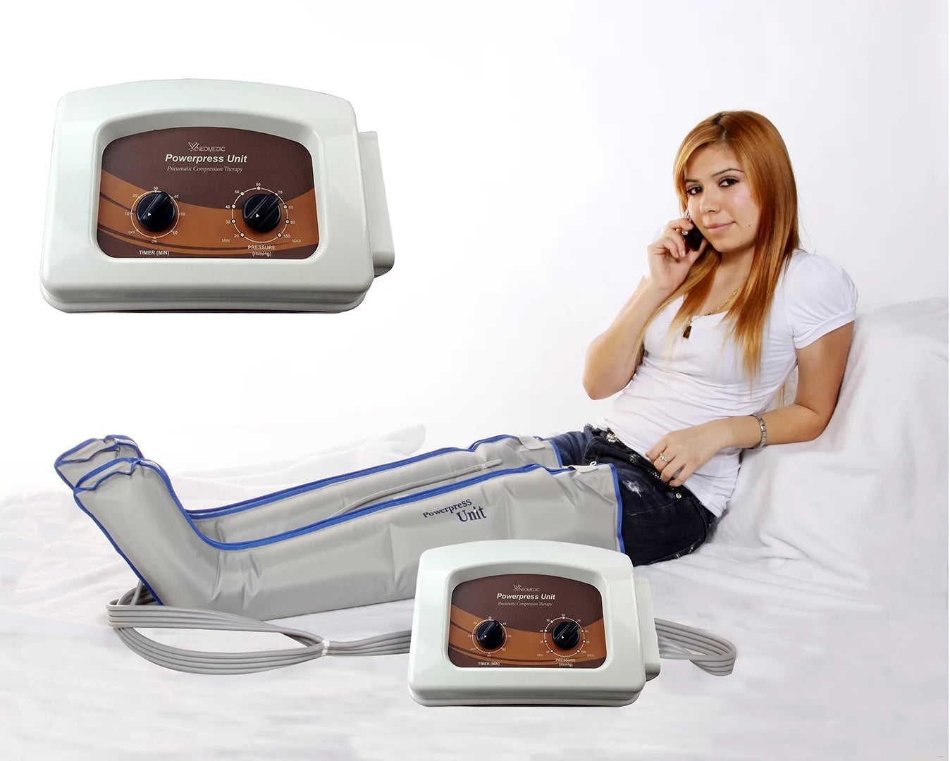 POWERPRESS RECOVERY UNIT Compression Leg Massage System w/X-Large Full Leg Complete Set