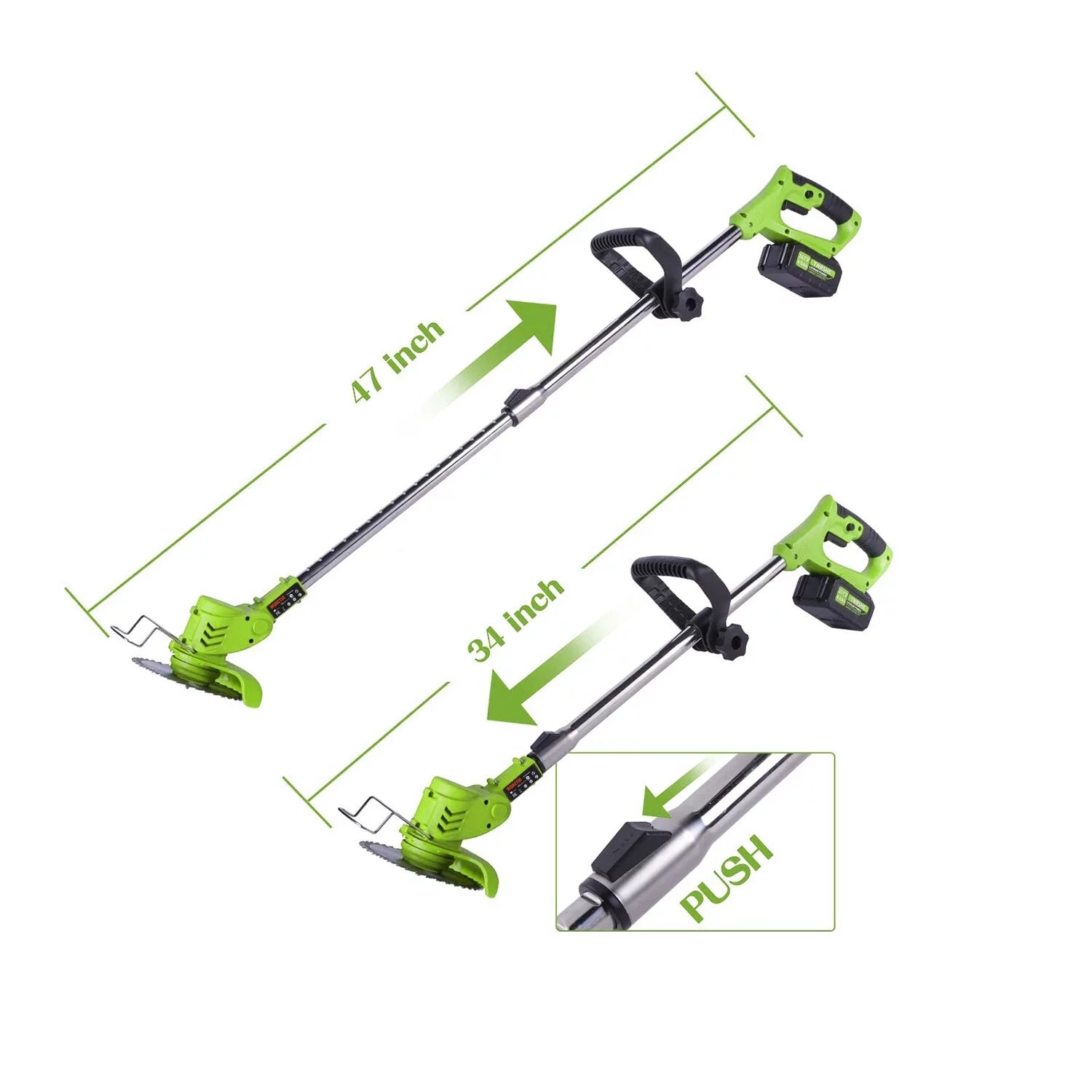 WUKETIN Cordless Grass String Trimmer, Lightweight Weed Eater, 21V Electric Lawn Edger with 2 Battery, Wheel, 11 Blades