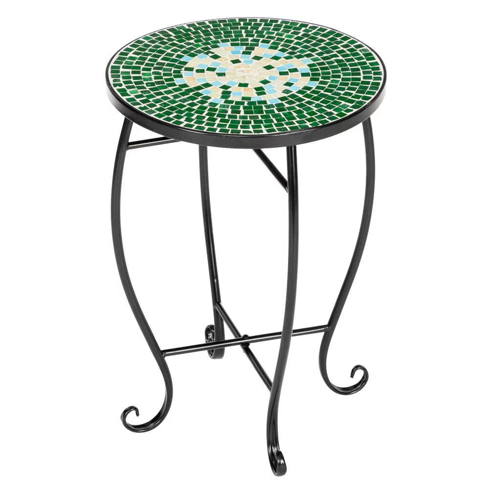 UBesGoo Blue Hawaii Mosaic Round Terrace Bistro Table