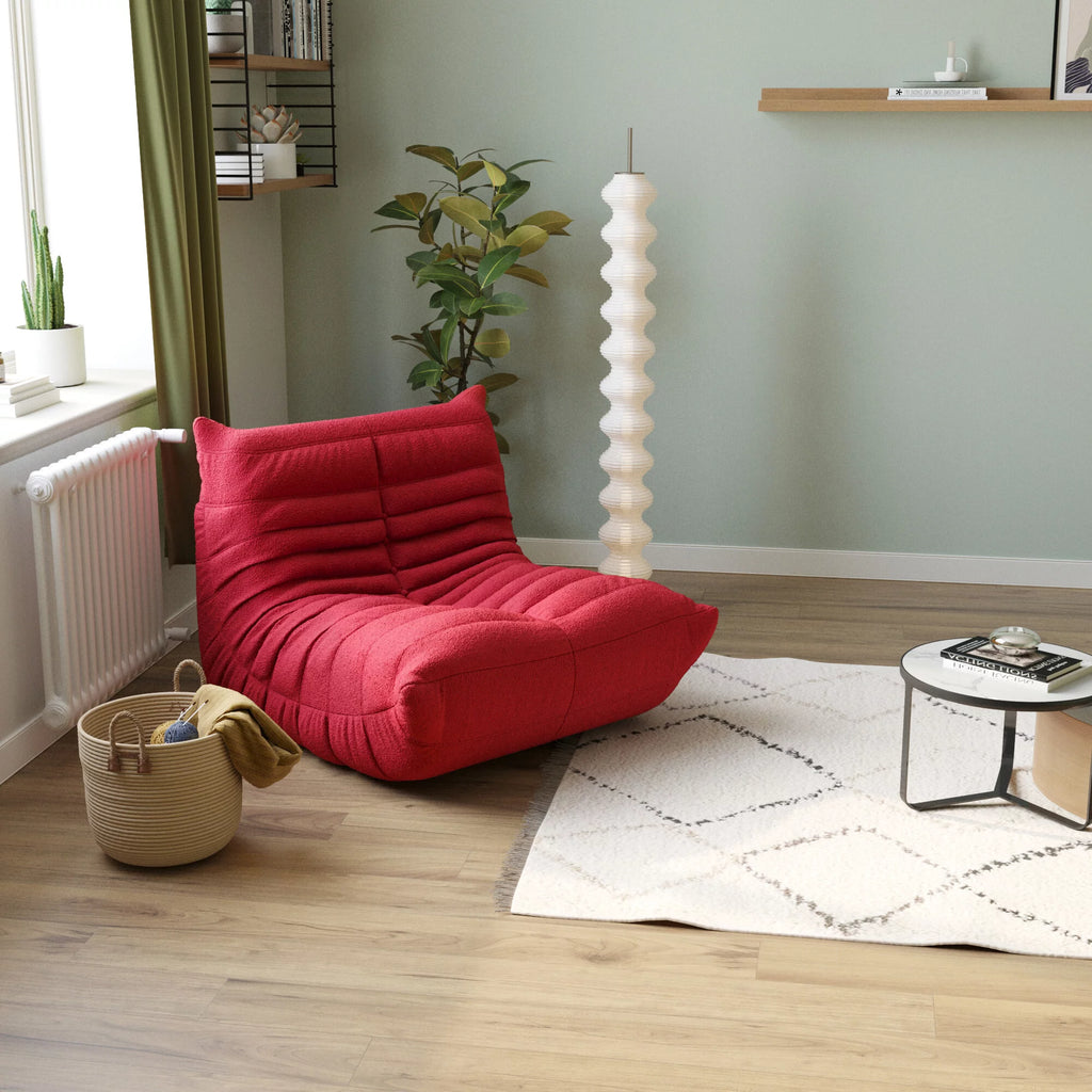 Magic Home Modern Sectional Sofa Togo Sofa Lazy Sofa Floor Sofa Foam Sofa Couch for Bedroom,Living Room,Apartment and Small Space,Three Seat Sofa,Beige