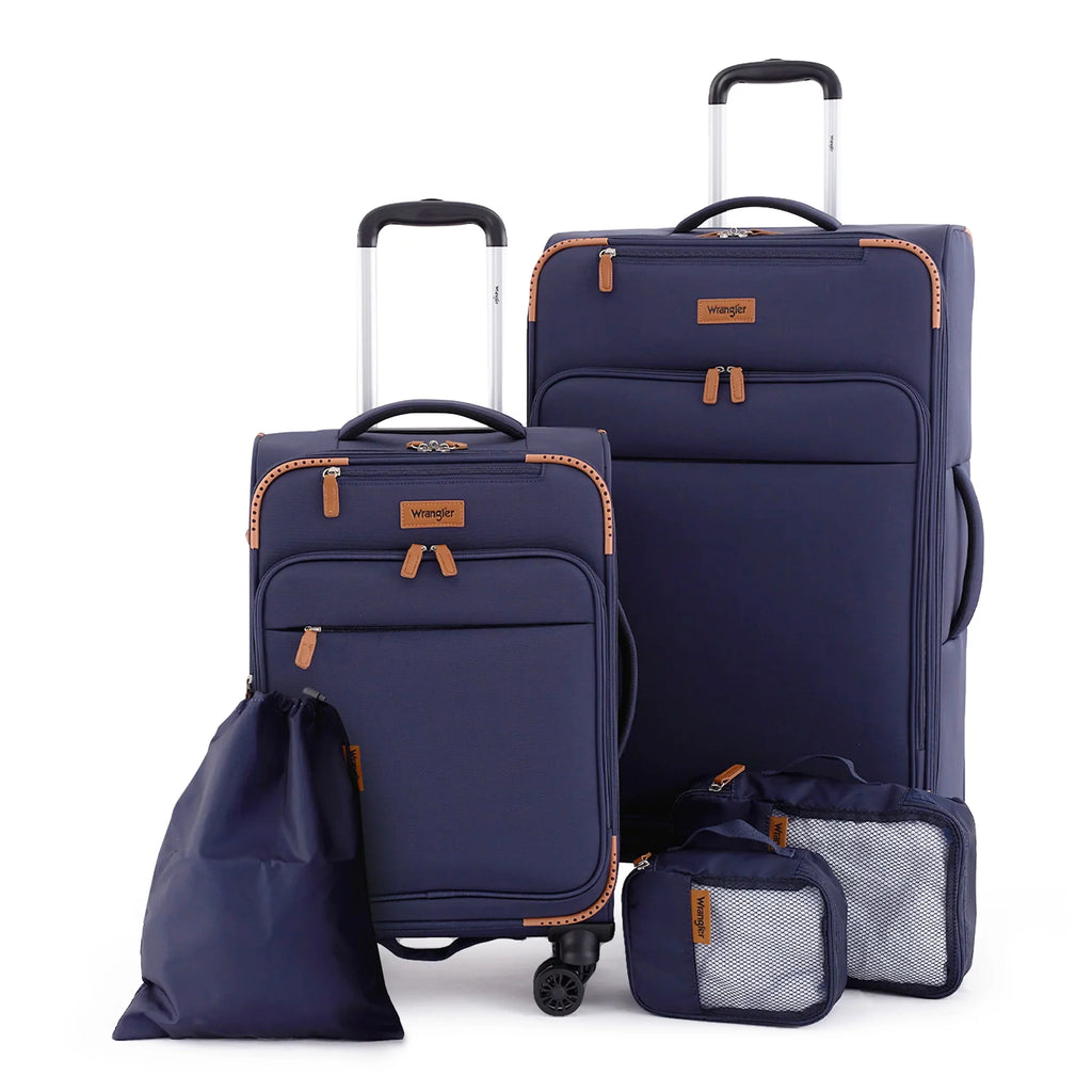 Wrangler 5 pc Softside Spinner Travel Luggage Set, Khaki