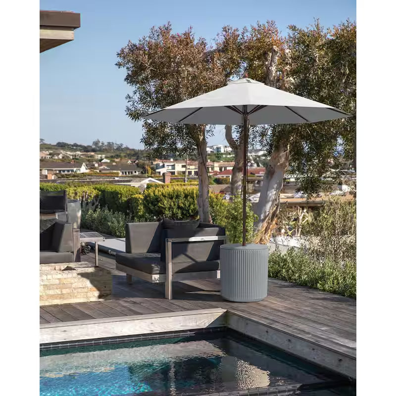 Round Gray Plastic 21'' Height Outdoor Umbrella Side table