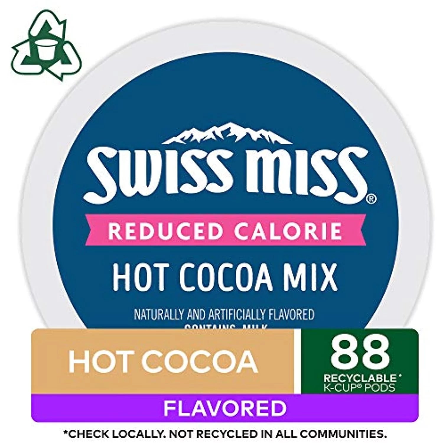 Swiss Miss Reduced Calorie Cocoa Keurig Single-Serve K Cup Pods, 88Count