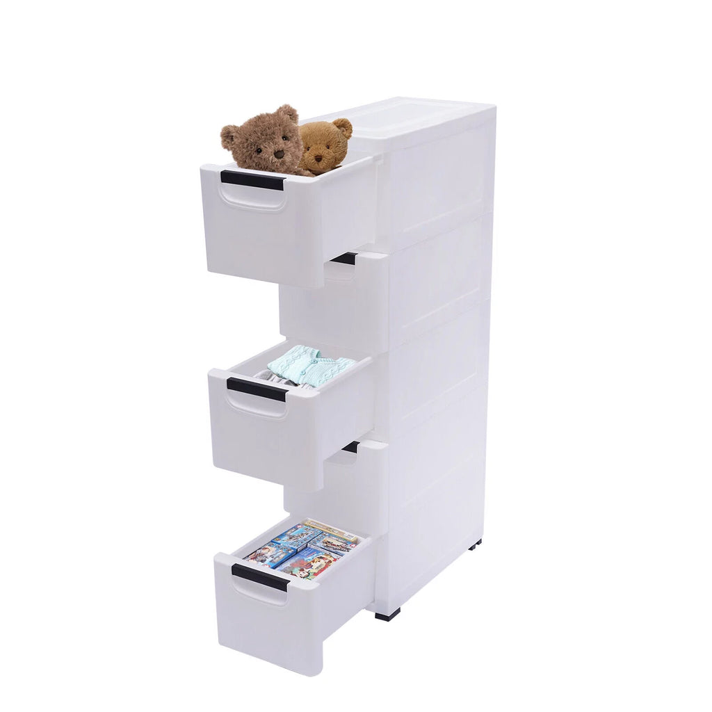 Fichiouy Vertical Tall Dresser Storage Tower Fabric Organizer Wardrobe with 5 Drawers White