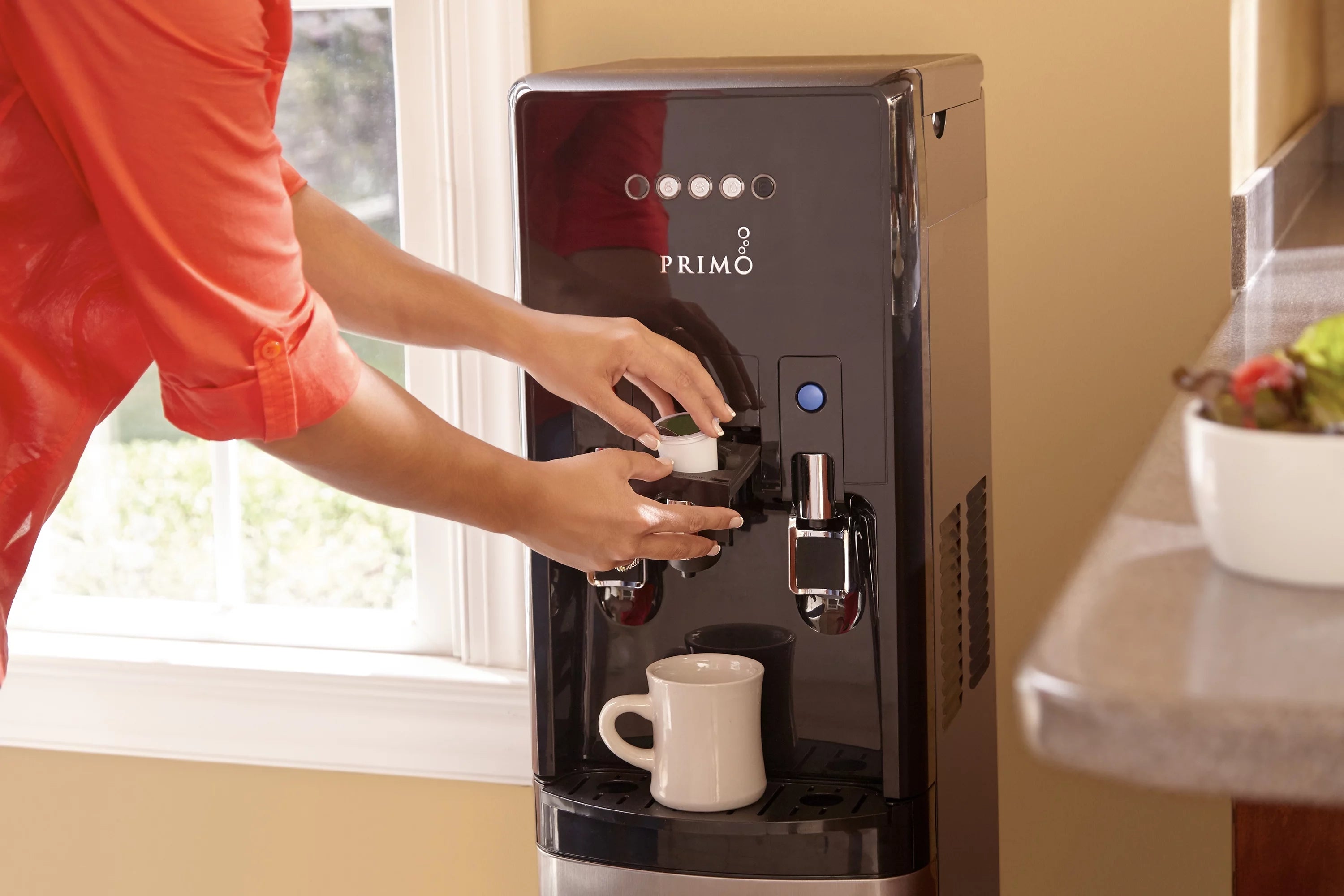Primo Htrio Coffee K-Cup Water Dispenser Bottom Loading, Hot/Cold Temperature, Black