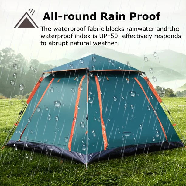 Dingrich Family Camping Tent for 4/5 Person Automatic Opening Instant Pop Up Hiking (Green)