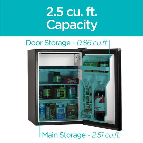 2.5 cu. ft. Mini Fridge in Black With Freezer