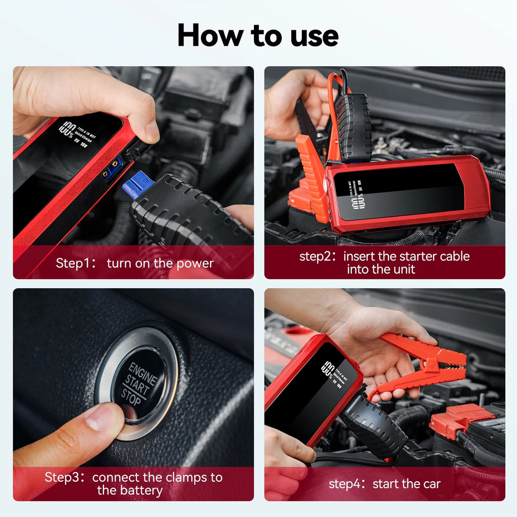 Audew (Andeman) Car Jump Starter, 2000A Peak 20000mAh Battery Jump Starter, Start Any Gas Engine or up to 8.5L Diesel Engine, 12V Car Jumper, Battery Booster Power Pack, Quick Charge 3.0 Ports, Red