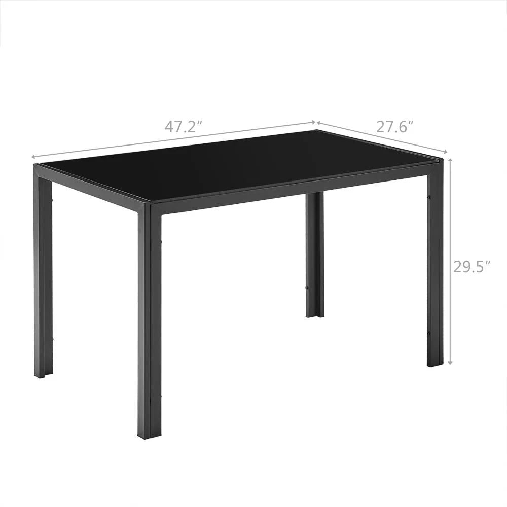 Ktaxon Modern Glass Dining Table For 4, Breakfast Rectangle for Small Kitchen Dining Room Black(Only Talbe)