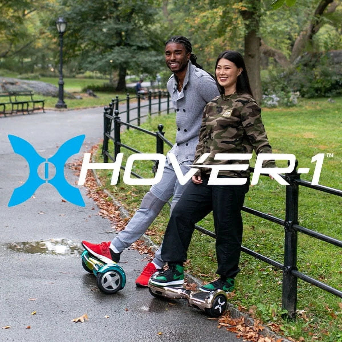 Hover-1 i-200 Hoverboard with Built-In Bluetooth Speaker, LED Headlights, LED Wheel lights, 7 MPH Max Speed - Blue