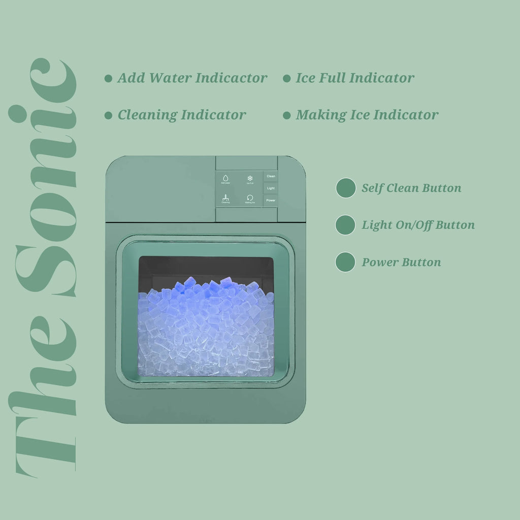 Orgo Products Sonic Countertop Ice Maker, Nugget Ice Type, Sage