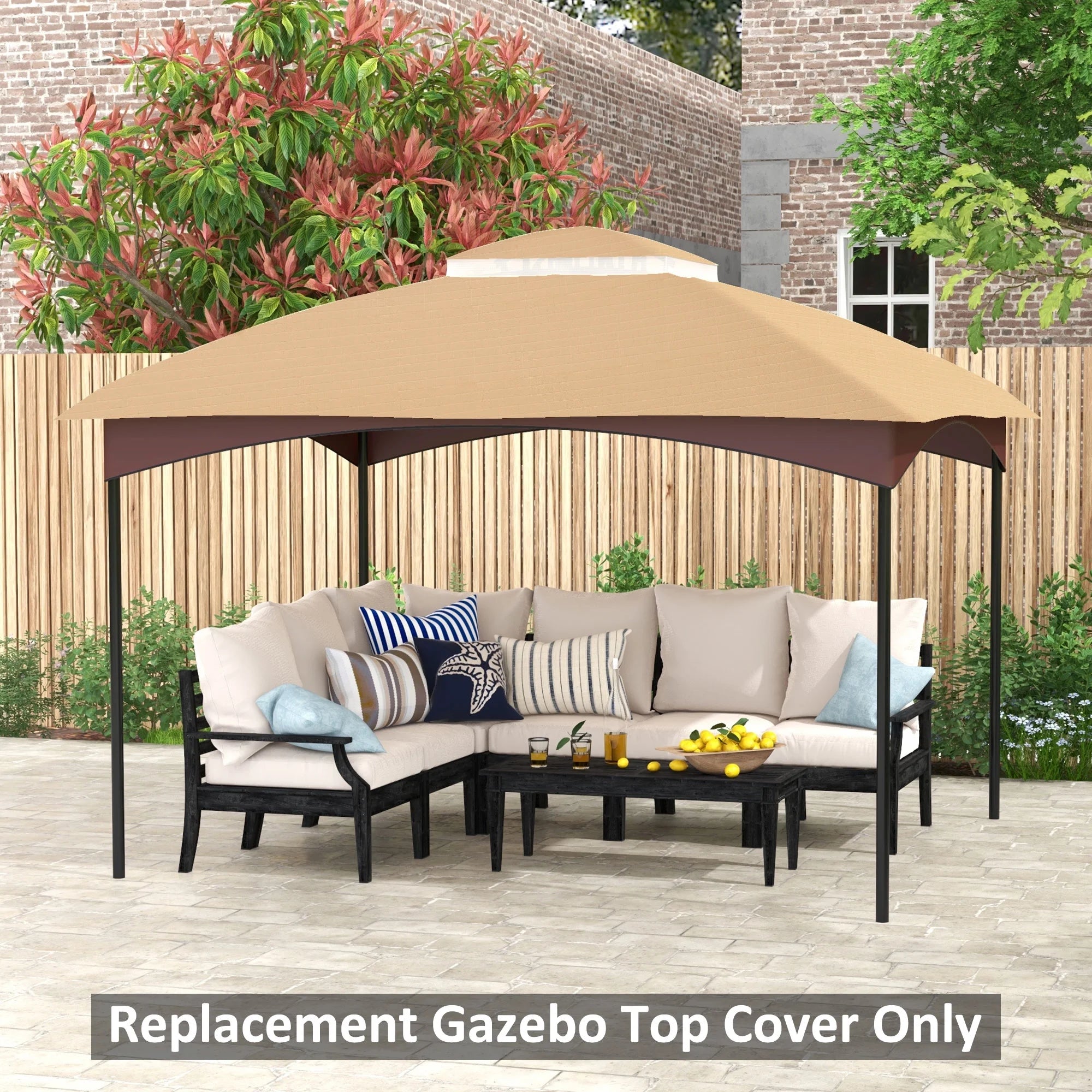 Outsunny Gazebo Canopy Replacement for 10' x 12' Patio Gazebo, Beige