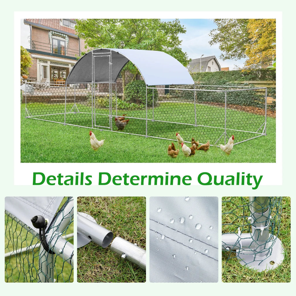 YODOLLA 148 Sq.Ft Chicken Coop Run Large Dome Walk-in Metal Chicken Cage with Chain Link Fence, Suitable for 10 More Chickens and Poultry Like Ducks, Rabbites, Dogs