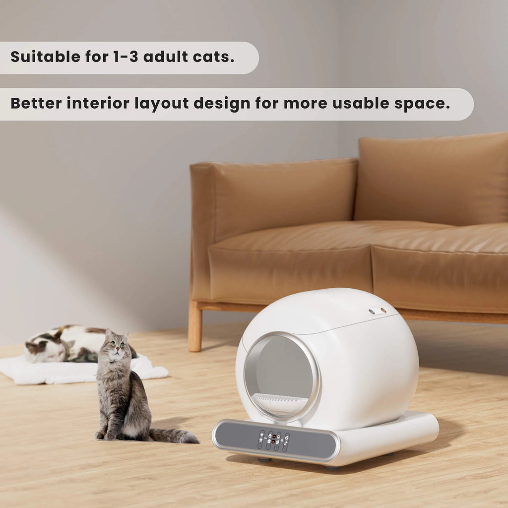 Next-Gen Intelligent Silent Automatic Self-Cleaning Litter Box | Smart Cat Litter Robot for 1-3 Cats Households | App Control