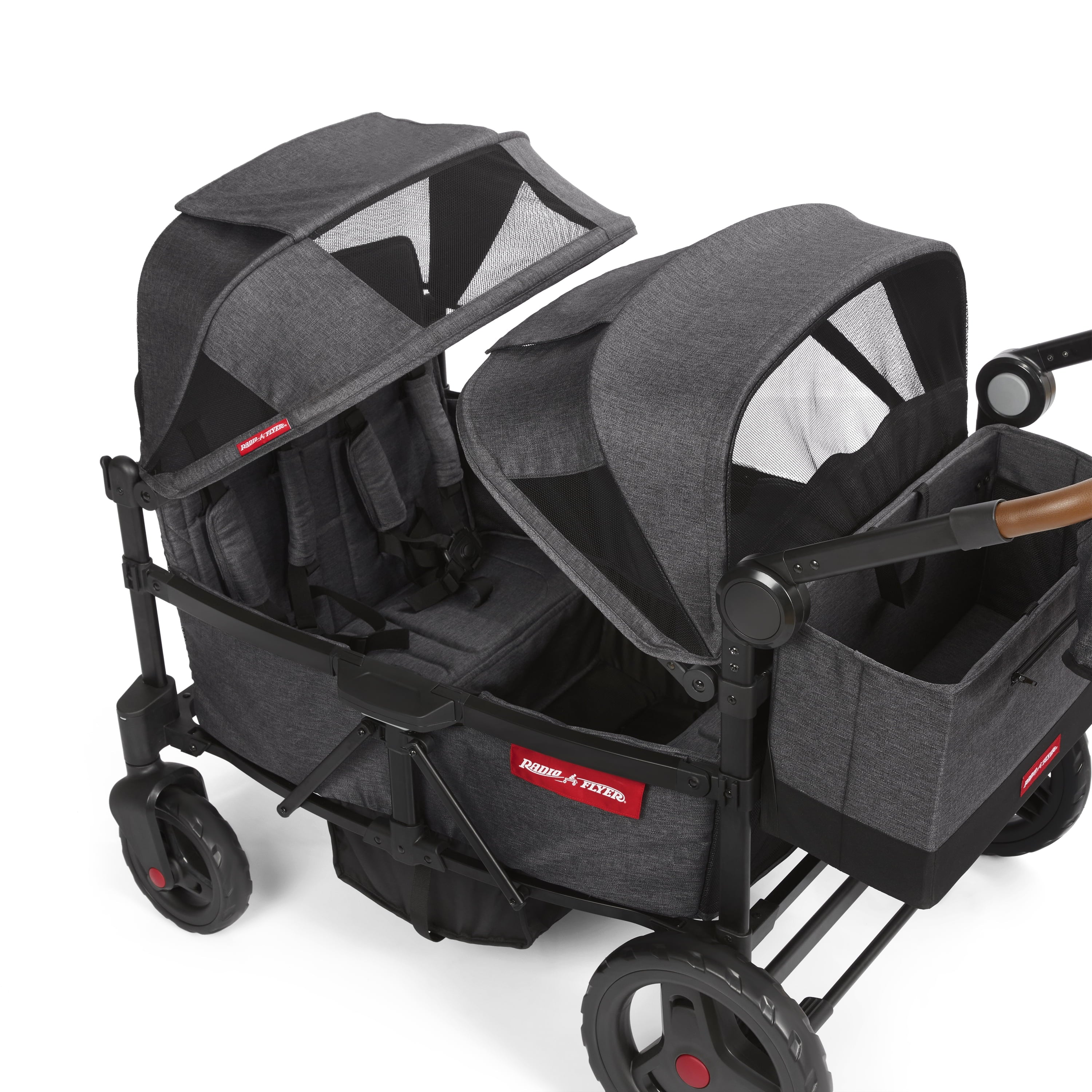 Voya Quad Stroller Wagon by Radio Flyer, Gray, Premium 4-Seat for Babies and Kids 6 Months and up