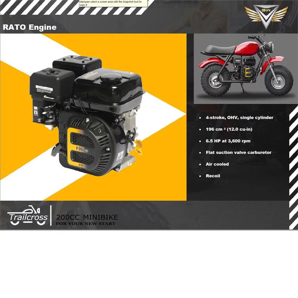 MotoTec 200cc 6.5HP Trailcross Gas Powered Mini Bike Red