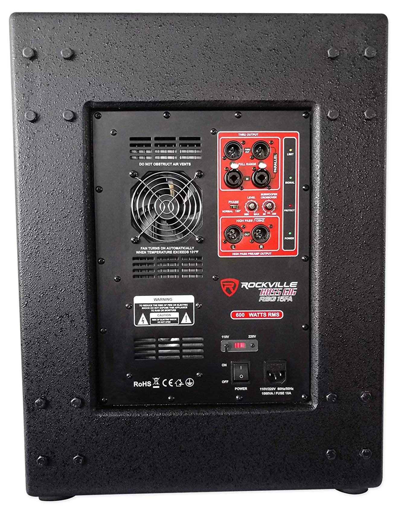 Rockville RBG15FA 15" 2400 Watt Powered Subwoofer Folded Horn PA/DJ Sub + Riser