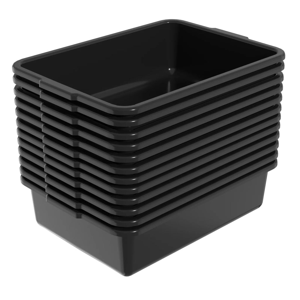 Oymlclivisa 12 Packs 13 L Plastic Commercial Bus Boxes, Plastic Restaurant Dish Tubs, Black
