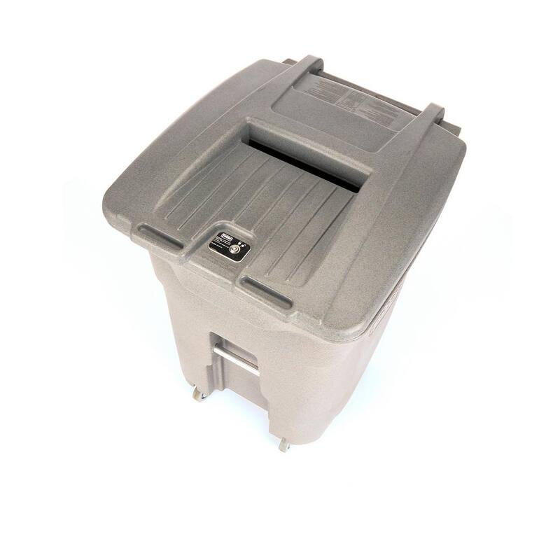 96 Gal. Graystone Document Trash Can with Wheels and Lid Lock (2 Caster Wheels 2 Stationary Wheels)