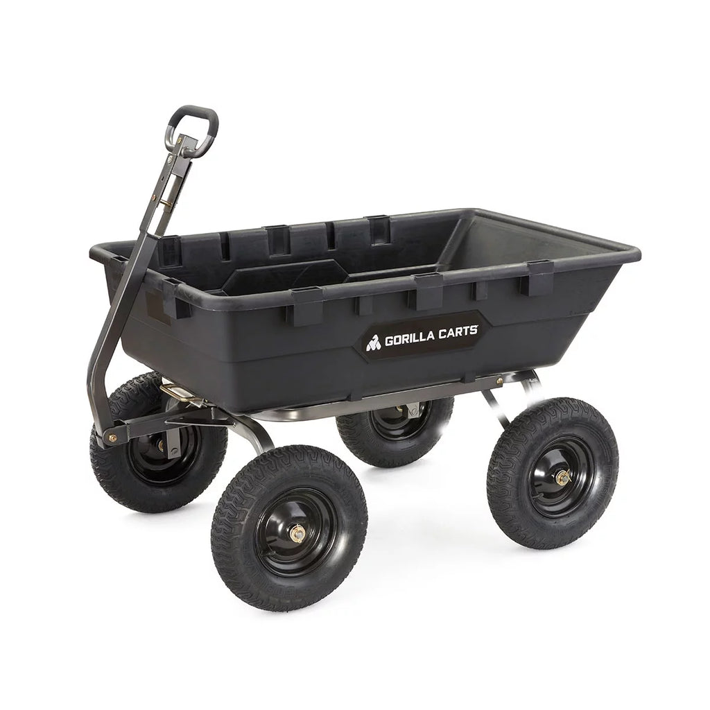 Gorilla Carts Heavy Duty Poly Yard Dump Cart Garden Wagon with 16" Tires