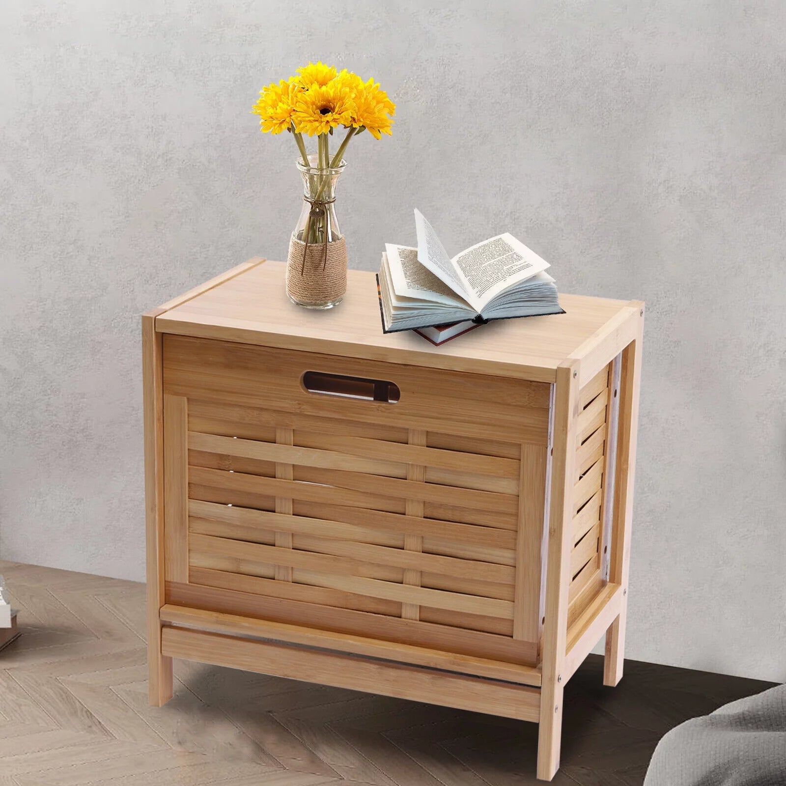 MIDUO Bedroom Moisture-proof Storage Nightstand Waterproof Side Table with Pull-out Rawer