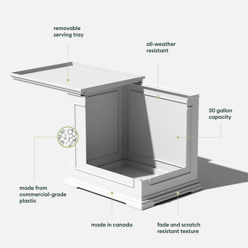 Rectangular White Plastic 22 in. Height Outdoor Tray Side table