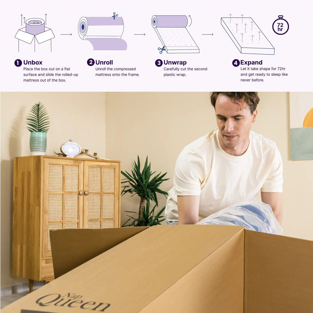 NapQueen Victoria 12" Medium Firm, Hybrid of Cooling Gel Infused Memory Foam and Pocket Spring Mattress, Queen Size