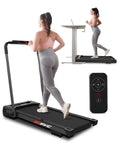 FYC 3.5HP Under Desk Treadmill - 300LBS Weight Capacity, 2-in-1 Foldable Design, Remote Control & LED Display - Compact Electric Walking and Running Machine for Walking, Running, Jogging (White)