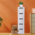 Fichiouy Vertical Tall Dresser Storage Tower Fabric Organizer Wardrobe with 5 Drawers White