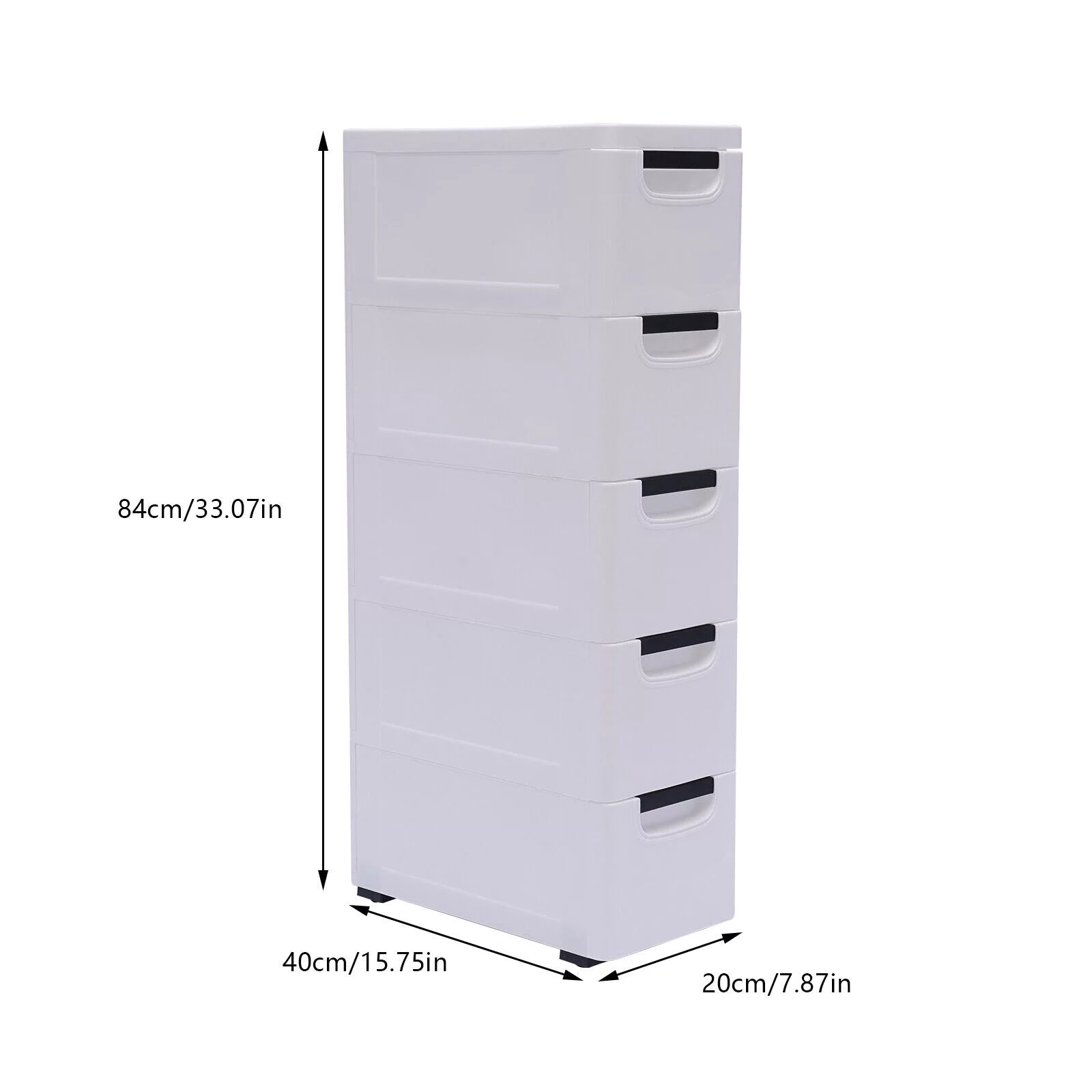 Fichiouy Vertical Tall Dresser Storage Tower Fabric Organizer Wardrobe with 5 Drawers White