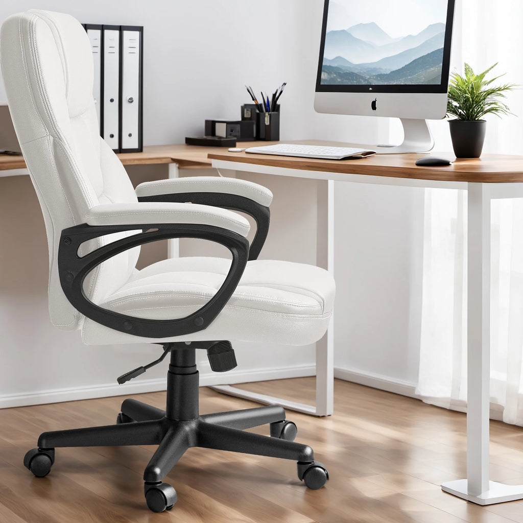 Furmax High-back Executive Office Chair With Lumbar Support Height Adjustable Swivel Seat PU Leather, Black