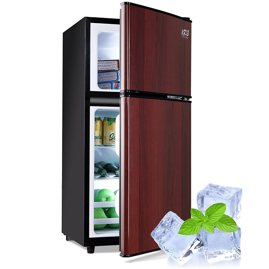KRIB BLING 3.5 Cu.ft Compact Refrigerator Mini Fridge with Freezer, 2 Door Small Refrigerator for Office, Silver