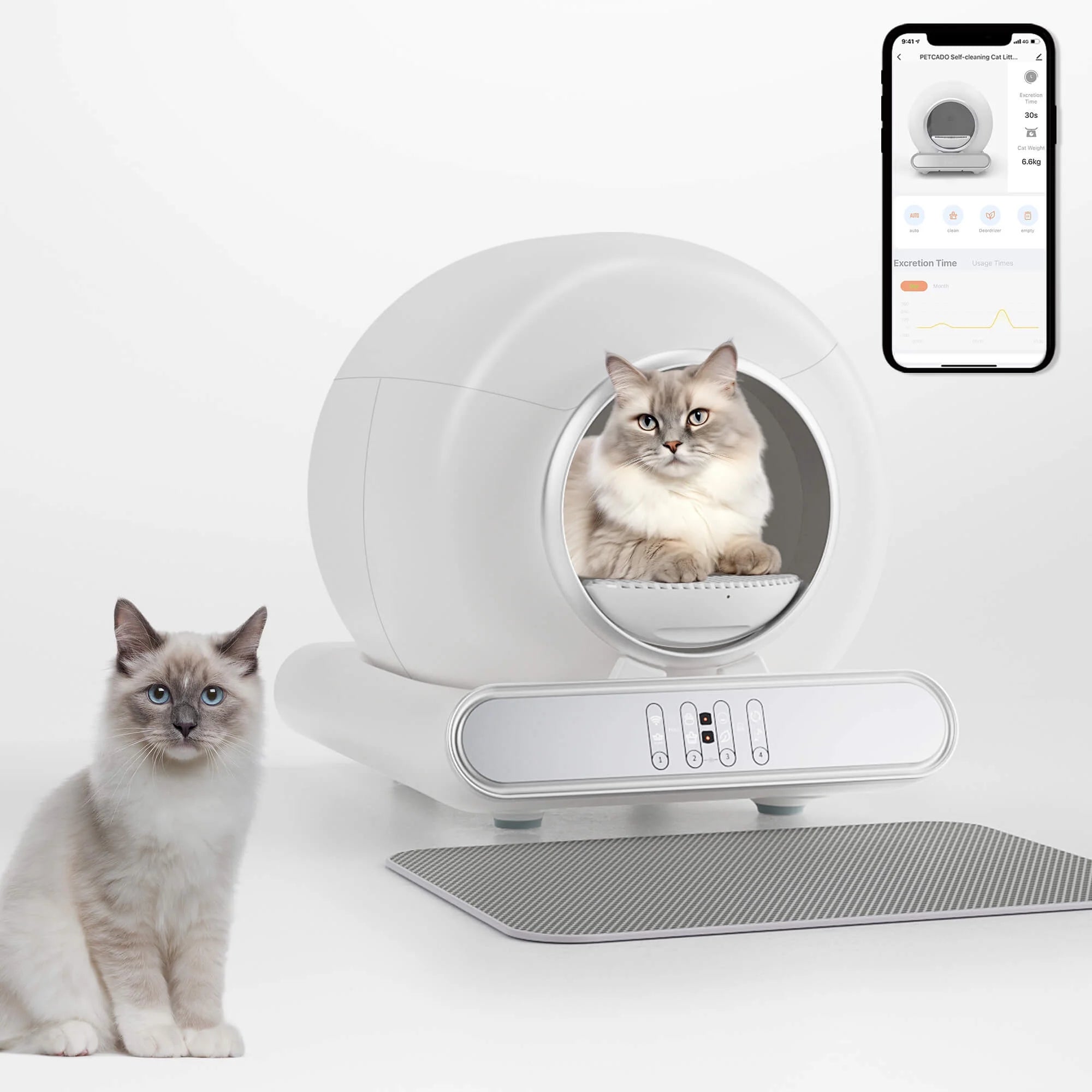 Next-Gen Intelligent Silent Automatic Self-Cleaning Litter Box | Smart Cat Litter Robot for 1-3 Cats Households | App Control