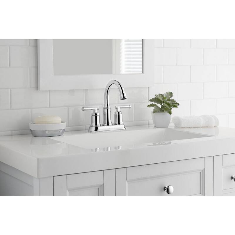 Oswell 4 in. Centerset Double-Handle High-Arc Bathroom Faucet in Polished Chrome (2-Pack)