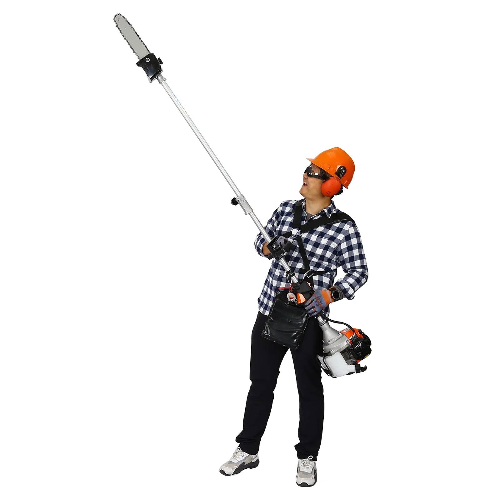 Legahome 4 in 1 Grass Trimmer, Gas Powered Weed Eater with Gas Pole Saw, Hedge Trimmer, Grass Trimmer and Brush Cutter, 52CC 2-Cycle String Trimmer for Grass Garden Yard Care, Orange/Black