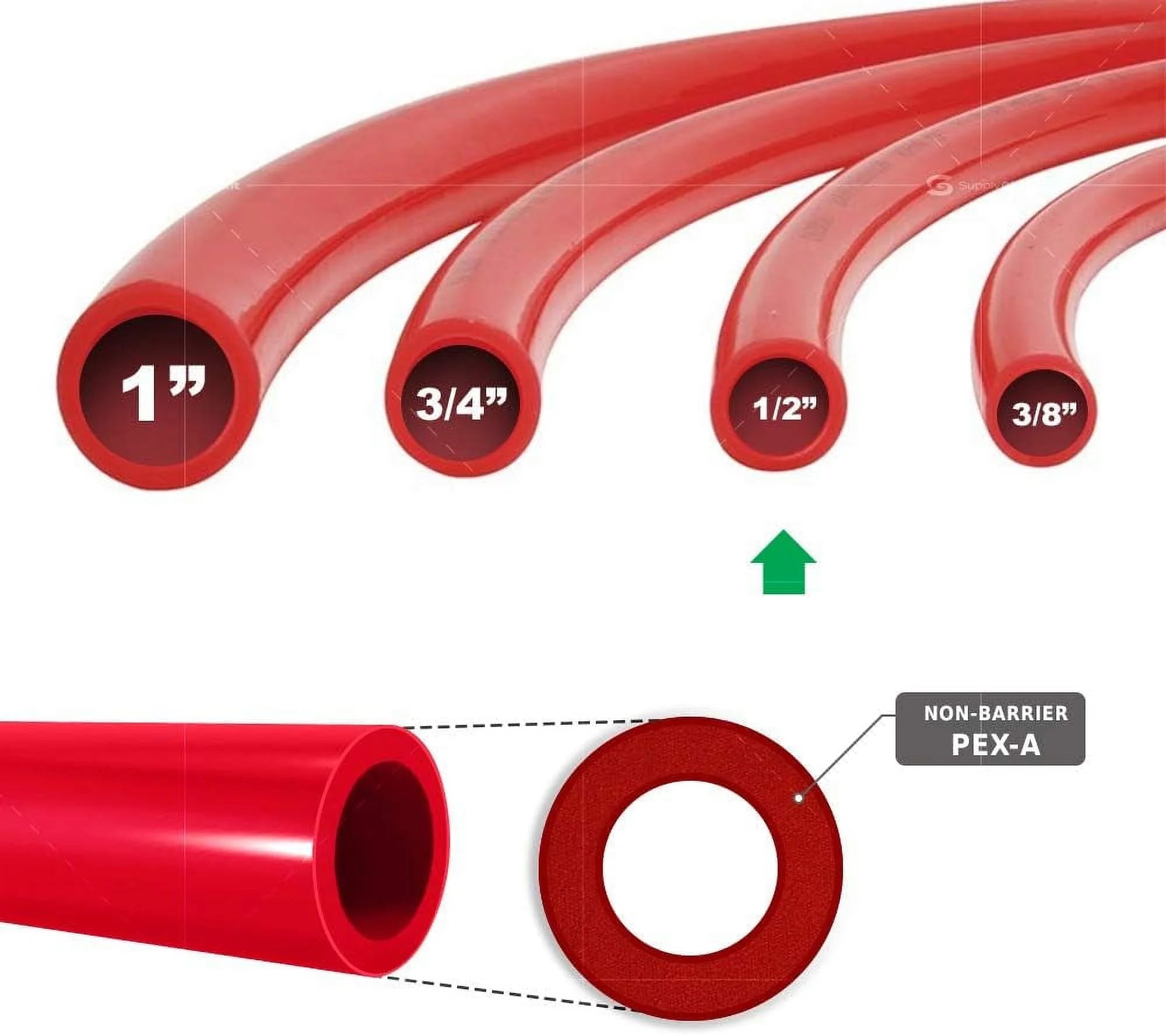 Tubing 1/2 Inch X 300 Ft Pex Tube Coil, Non-Barrier Pex Pipe For Potable Water, 1/2" Pex Flexible Water Tubing For Plumbing, Red Pex Tubing